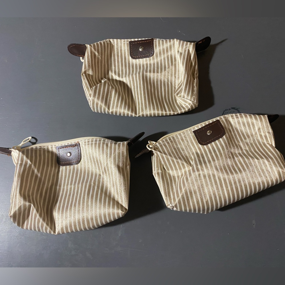 Striped Beige and Brown Pouches